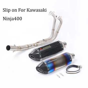 

Slip on for Kawasaki Ninja 400 Full Exhaust System Muffler with Front Middle Connection Link Pipe Carbon Fiber+stainless Steel