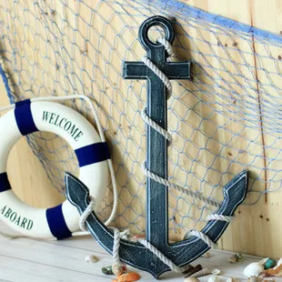 

Wood anchor decor restaurant bar decoration wood wall shelf nautical decor