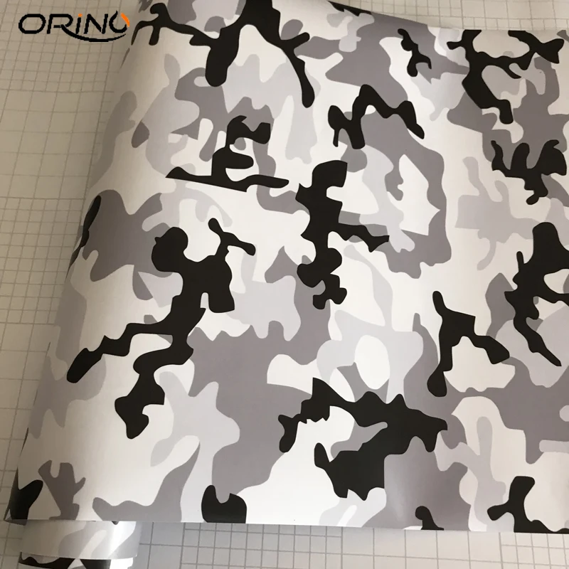 Black White Snow Camo Vinyl Film-1