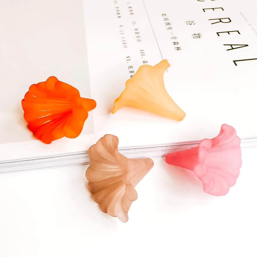 

Multicolors Resin Plastic Trumpet Flower Eardrop Pendant Necklace Diy Handmade Material Jewelry Earring Accessories 30pcs