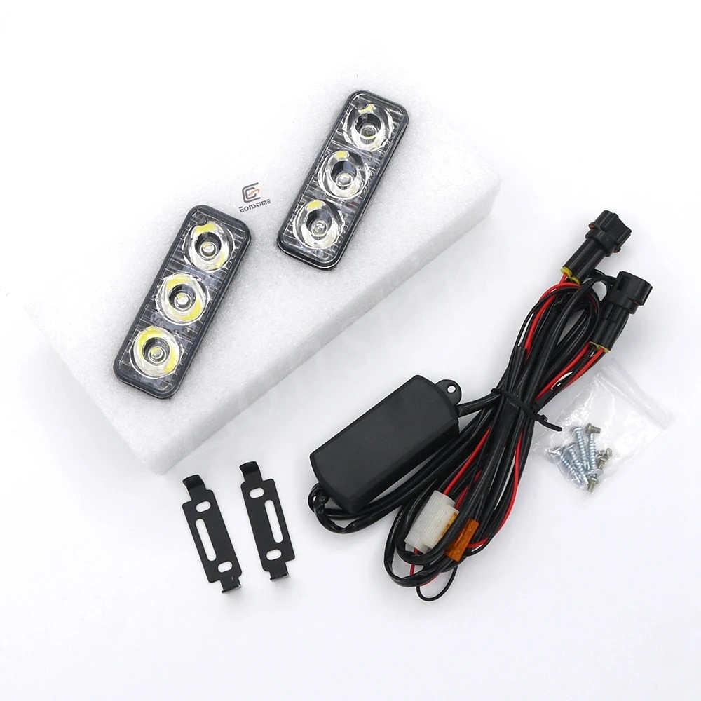 Eonstime 12 V/24 V DRL 3LED 4,5 W фары для автомобилей Водонепроницаемый дневные ходовые огни светильник Автомобильная Противо-Туманная лампа Алюминий объектив(эпистар) Выключите светильник s головной светильник s