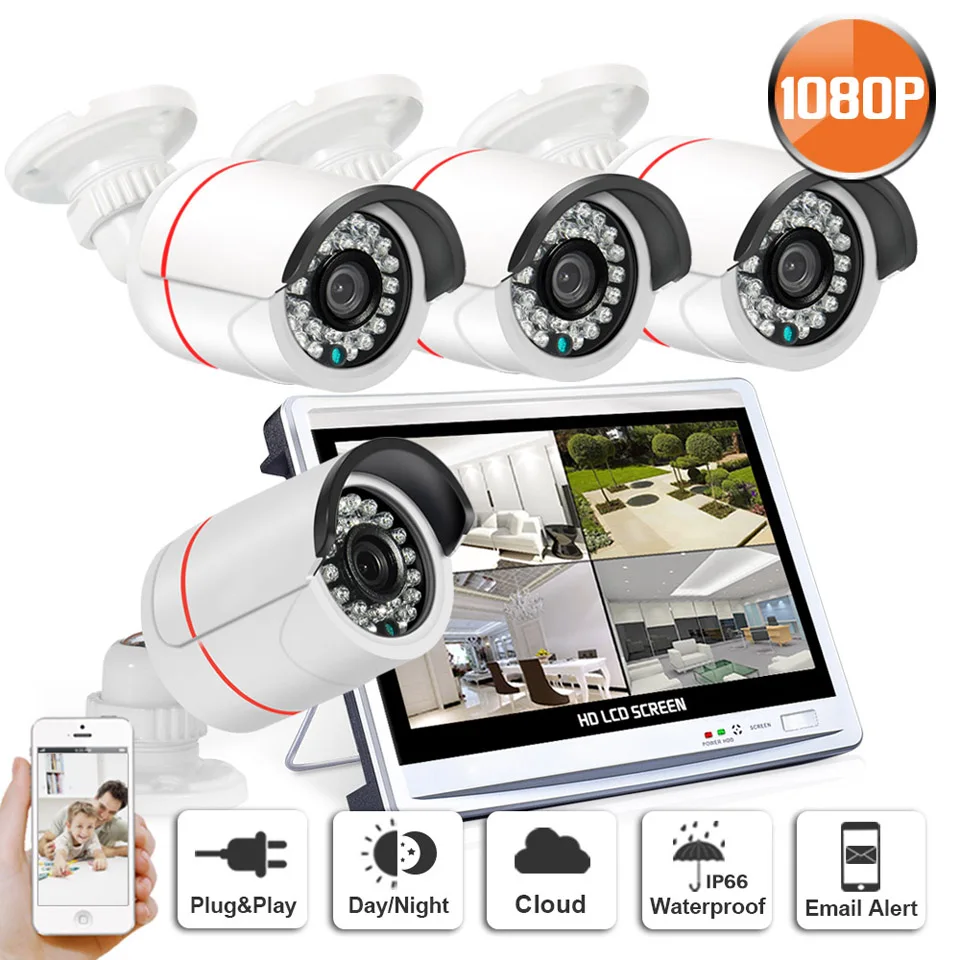 ANRAN Surveillance 4pcs 1080P AHD 24 IR Waterproof Security Camera