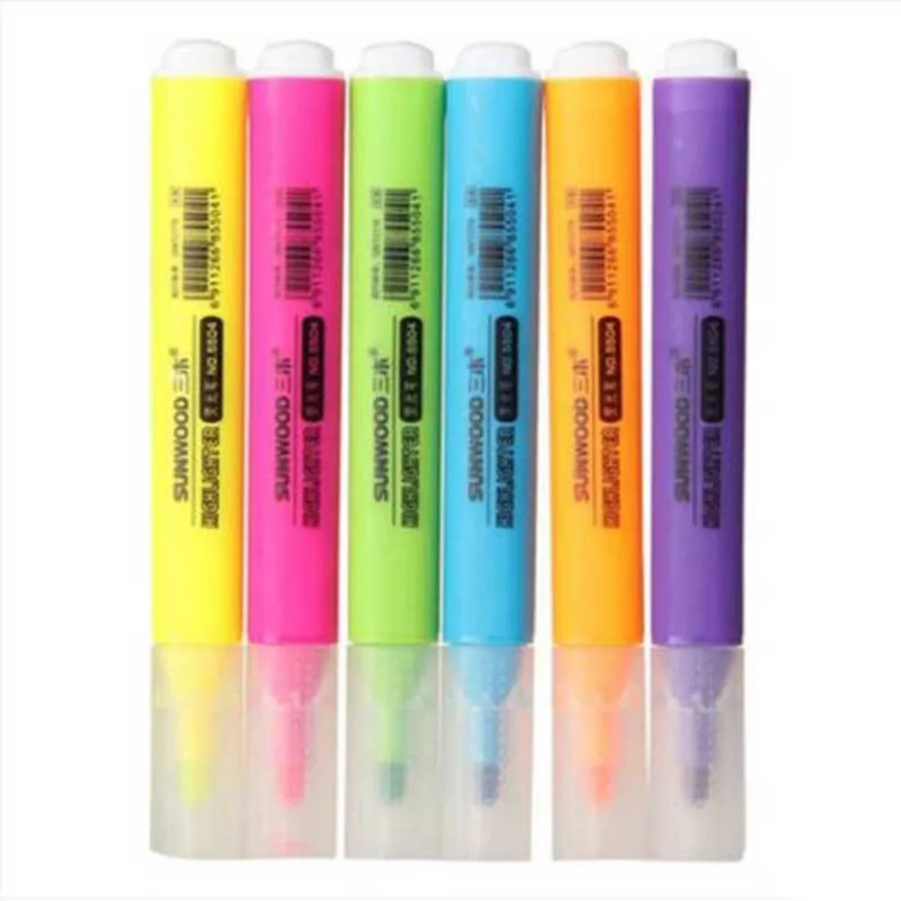 

Free shipping student office stationery color fluorescent pen thick head marker 6 color suits highlighter papelaria rotuladores