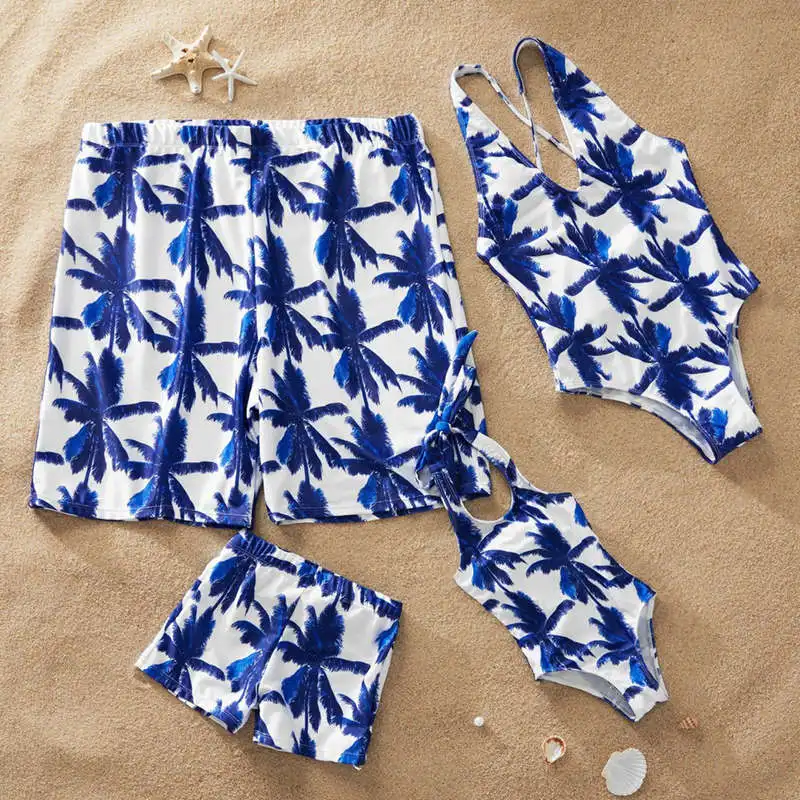

Family Matching Swimsuits Mother Daughter Swimwear Bikini Sets Dad Son Shorts Mommy and Me Clothes Family Look Outfits E0198