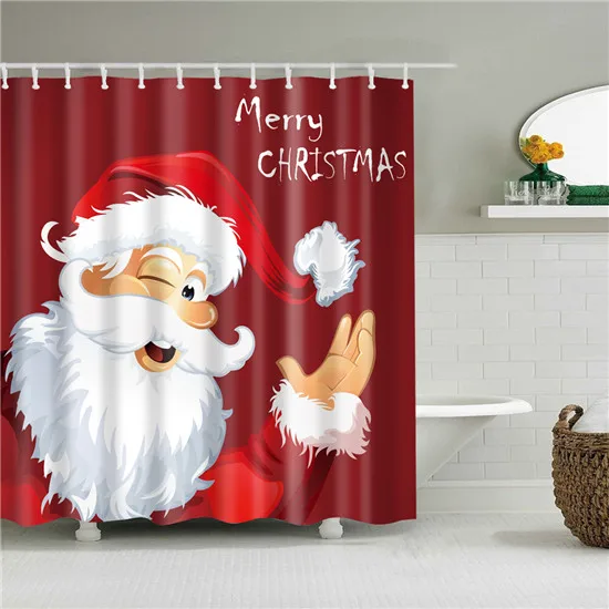 С Рождеством, год, красная занавеска для ванной, s Frabic, водонепроницаемая, полиэстер, занавеска для ванной, с крючками, 180x180 см - Цвет: 11