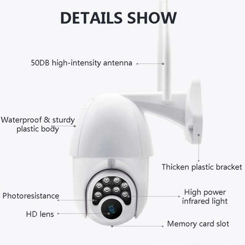WIFI камера наружная PTZ IP H.265X 1080p скоростная купольная видеонаблюдения ip Внешняя 2MP