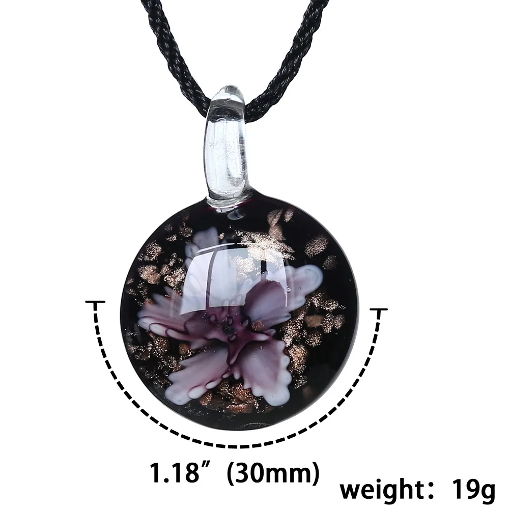 

Rinhoo New Arrival Pendant Necklace Jewelry Round Inner Flower Golden Sand Glass Necklace For Women Fashion Necklace Statements