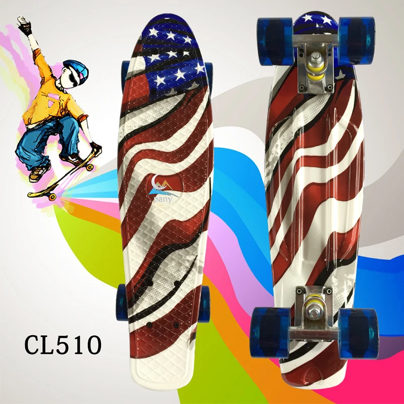 1PC Fashion Street Graffiti Style Printing Pattern Skateboard Complete 22 Inch Retro Cruiser Longboard Adult Skate Board