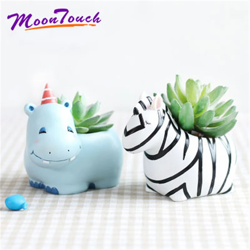

Cartoon Animal Flower Planter Resin Succulent Plants Planter Pot Mini Bonsai Cactus Flower Pot Personality Decoration Lovely