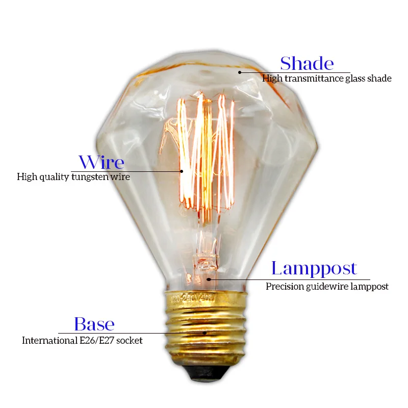 Lâmpadas Incandescentes ar livre iluminação Edison Lamp Wattage : Edison Bulb 40w