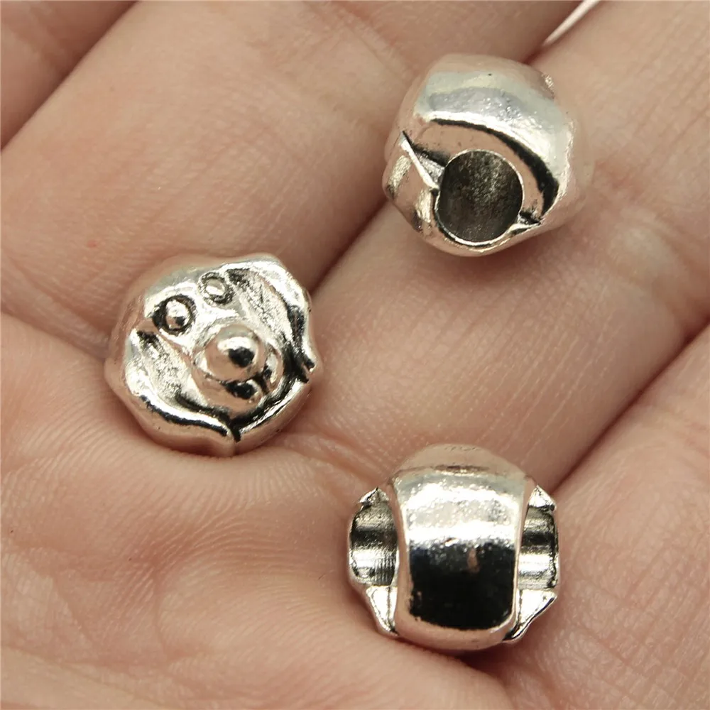 WYSIWYG 6pcs 11x11x10mm Dog Beads For Jewelry Making Diy Dog Charms Beads Dog European Big Hole