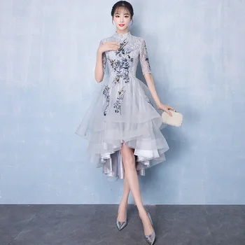 

Lady Traditional Handmade Button Cheongsam Vintage Improved Mandarin Collar Qipao Classic Bridesmaid Wedding Dress Casual Gowns