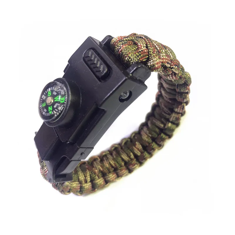 بقاء paracord 4 مللي متر سوار led متعددة الوظائف سوار بقاء البوصلة تخييم طوارئ المشي الانقاذ اليد حبل
