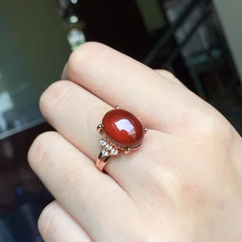 

[MeiBaPJ Natural Red Garnet Gemstone Trendy Flower Ring for Women Real 925 Sterling Silver Charm Fine Jewelry