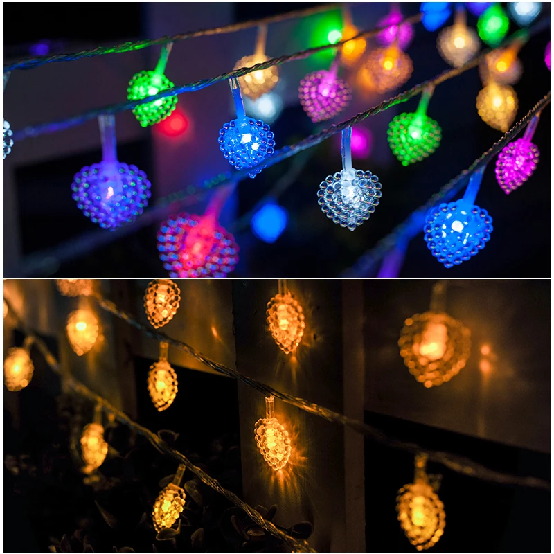 JULELYS 30M 300 Bulbs Fairy Lights Christmas Garland Festoon Window Heart LED String Lights Decoration For Wedding Holiday Party