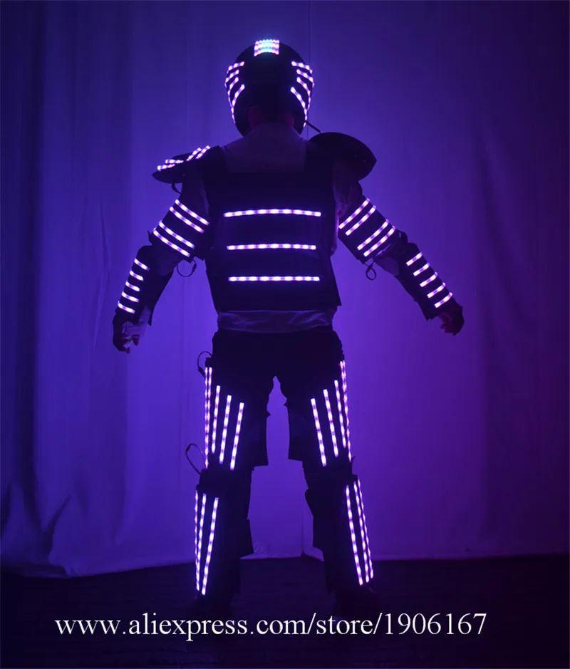 New arrived RGB color LED armor LED Suits Robot Costume LED Luminous Clothing For Night Clubs Party KTV03