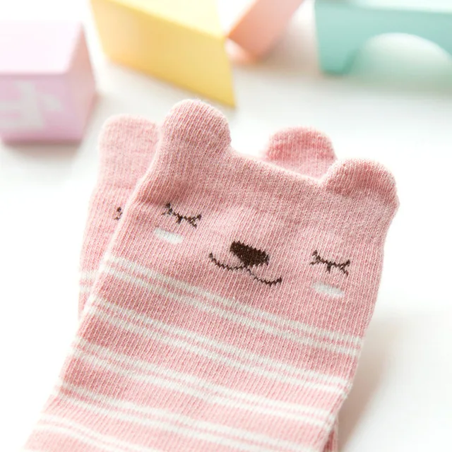New autumn and winter boneless cotton stockings cartoon baby socks non-slip floor socks children high leg loose ends 2~4 years