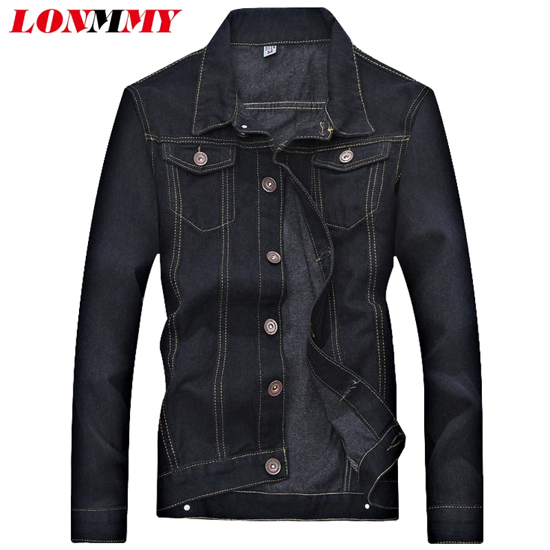 LONMMY 4XL Denim jacket men clothes Casual Slim fit Black Jeans jacket