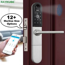 RAYKUBE, Bluetooth, отпечаток пальца, дверной замок, врезной, Wifi, TT, замок, приложение для телефона, смарт-карта, цифровой, разблокировка, для дома, офиса, отеля, замок, R-F918