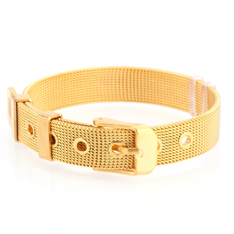 Mcllroy Gold Stainless Steel Mesh Bracelets for women Diy personalized Charm Brand Bracelet Bangle couple Jewelry Gift valentine