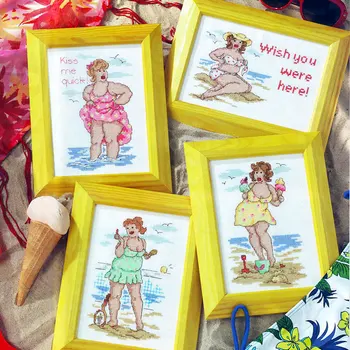 

fishxx cross stitch kit patterns counted cross stitch diy embroidery needlework Beach women eat christmas decoration cartoon new