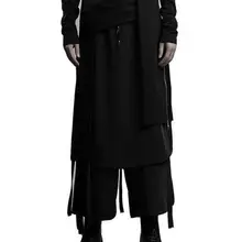 Европа и США, весна-осень, большие размеры, повседневные мужские юбки с двойной кисточкой для ночного клуба, черные брюки/27-40