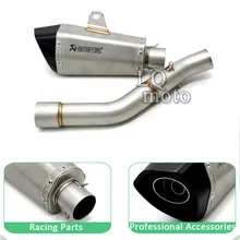free shipping motorcycle modified exhaust pipe+the middle Akrapovic muffler dirt bike through-hole For Kawasaki zx-10r zx10r