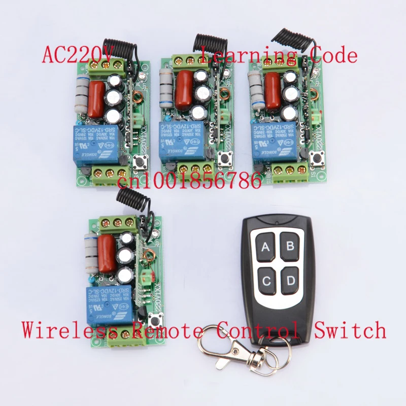 

wireless switch 4 Receiver&1Transmitter 220V 1CH 10A output state is adjusted 1CH 1000W 200M Non-Latched/self-Latched