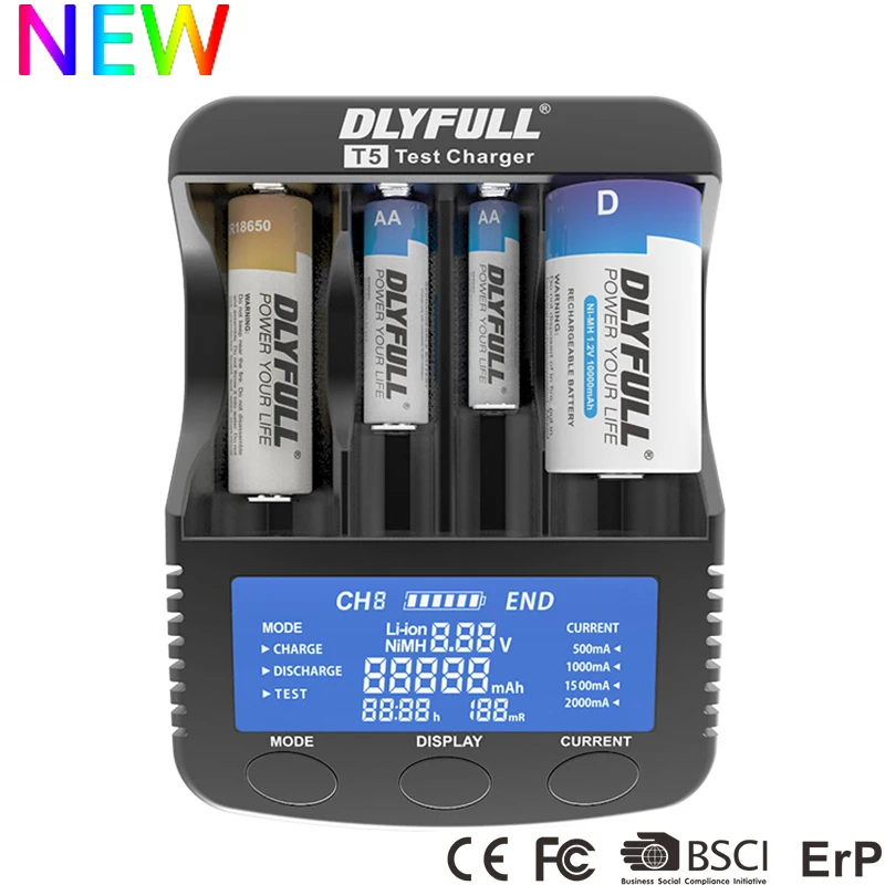 

Battery Charger with Power bank Test Discharge for Li-ion 18650 14500 10440 26650 32650 Ni-MH Ni-CD A AA AAA AAAA C SC D Charger