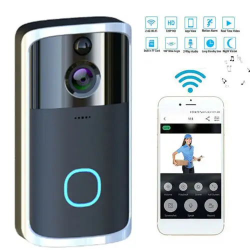 

Smart Video Wireless WiFi Door Bell IR Visual Camera Record Security System