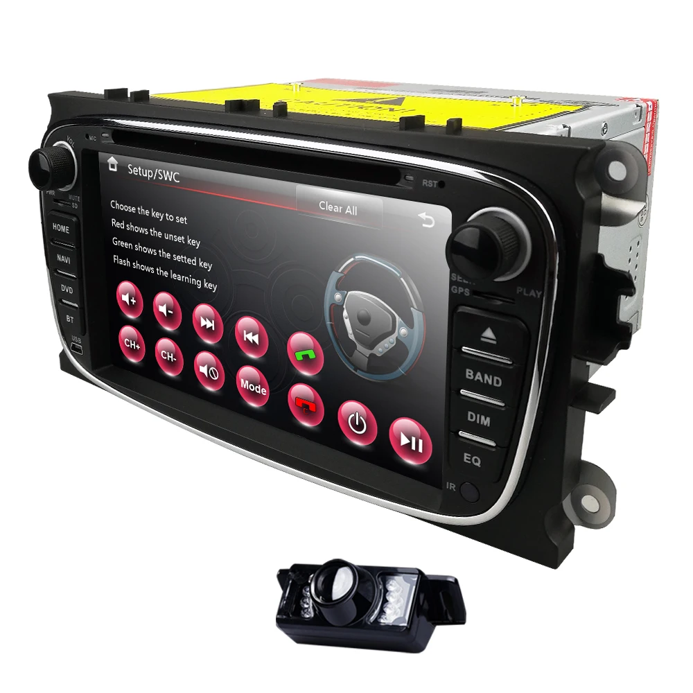 Excellent Mirror link 7 inch Car DVD Player For Ford Focus 2 S-Max C-Max Mondeo 4 Galaxy Kuga 2008-2010 2Din RDS DAB+ OBD2 DVR Free camera 3