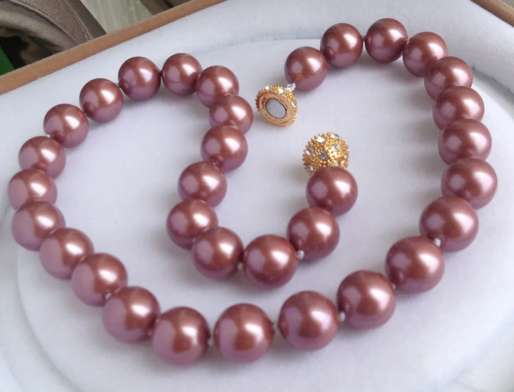 

huij 002040 12mm South Shell Pearl Necklace Magnet Clasp AAA