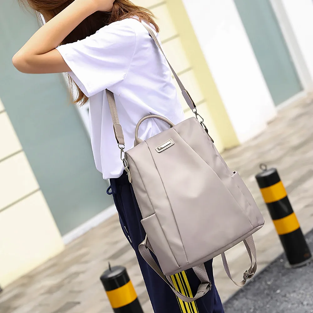 2 способа, Модный женский рюкзак на молнии для путешествий, женский рюкзак, Оксфорд, дорожная сумка, одноцветная школьная сумка, рюкзак из противоугонной ткани