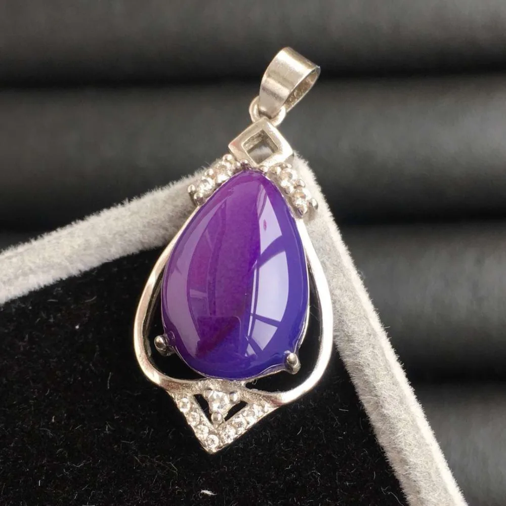 

16.6x10.5mm Genuine Natural Purple Sugilite Purple Pendant Water Shape Bead Charms Women Crystal 925 Necklace Pendants AAAAA