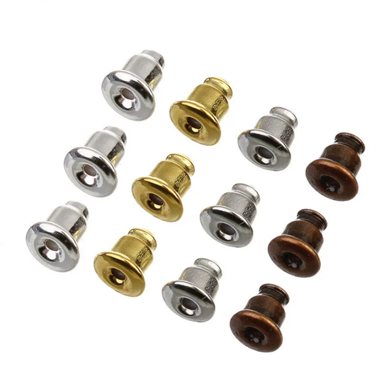 LOULEUR 200pcs/lot Antique Bronze Gold Color Metal Bullet Earring Back Plugging Blocked Rubber DIY Earrings Jewelry Making | Украшения и