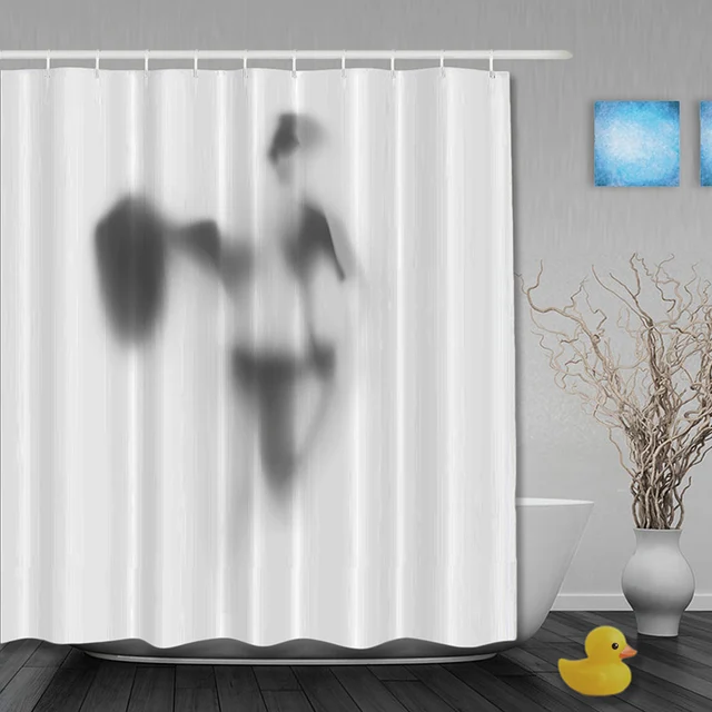 Halloween Badezimmer Dusche Vorhänge Lustige Mann Schatten Duschvorhang