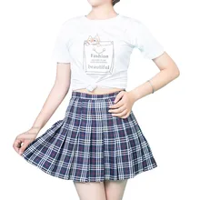 Новые плиссированные юбки для Для женщин Harajuku плед мини-юбка Высокая Талия юбки XS-XXL Kawaii милые юбки женские# B001