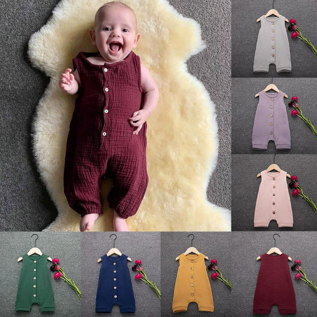 

Summer New Newborn Infant Baby Ruffles Solid Sleeveless Vest Romper Jumpsuit Clothes Baby Girl Romper Ropa Bebe Recien Nacido