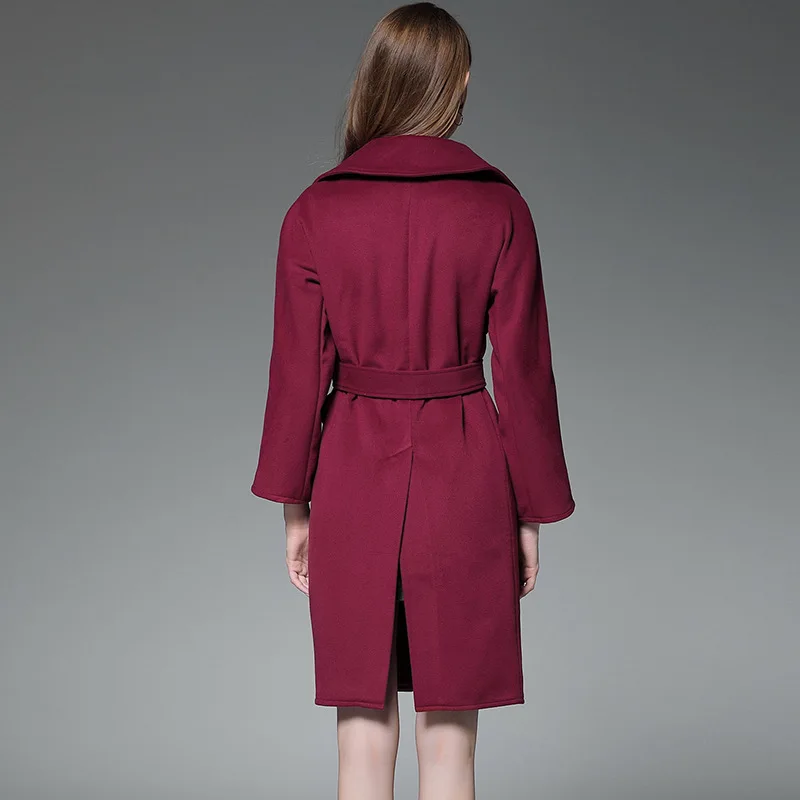Laine De Haute face Veste Femmes Manteau Manteaux Qualité Vestes Long Bourgogne D'hiver Élégant 2018 Double Lâche Femme Cachemire Cardigan f5nwCxCq