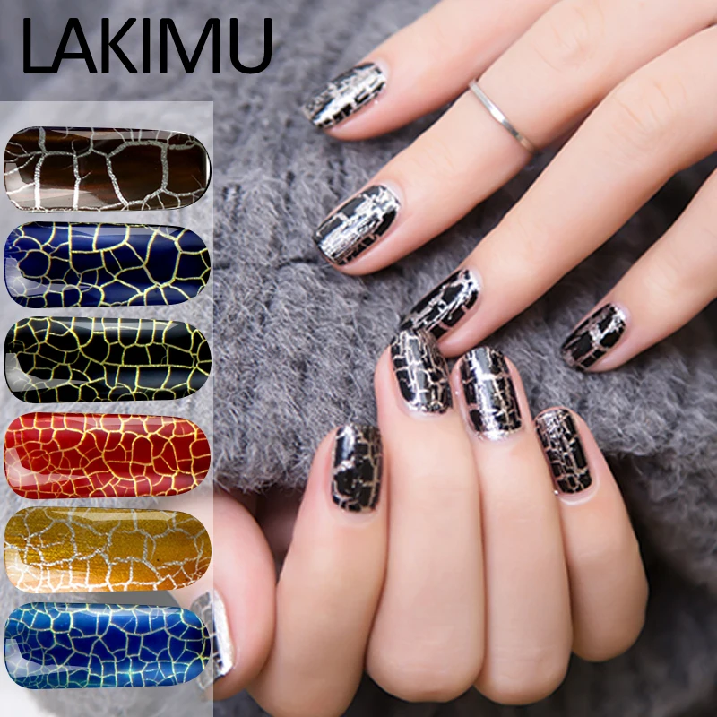 

Lakimu New Crack Gel Nail Polish Colorful Top Base Coat UV Gel Polish Cracking Hybrid Varnishes Crackle Nail Art Primer