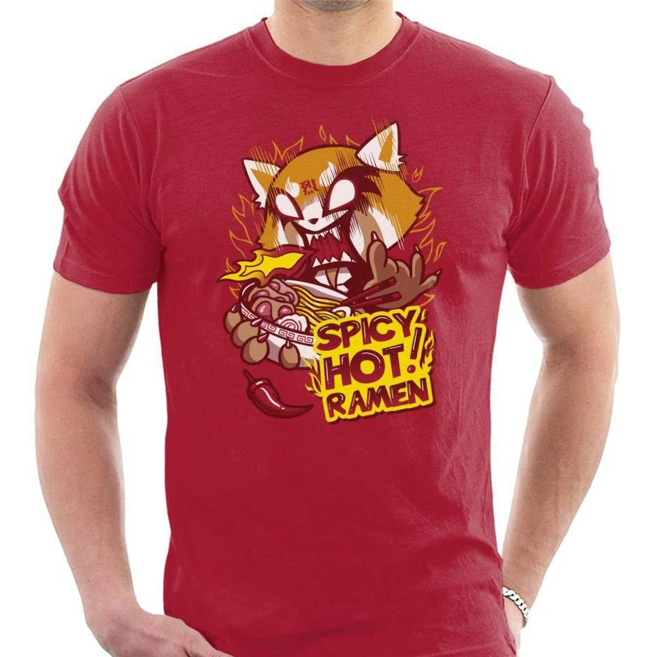 

Aggretsuko Spicy Comfort Food Men'S T Shirt Cartoon Print Short Sleeve T Shirt Free Shipping