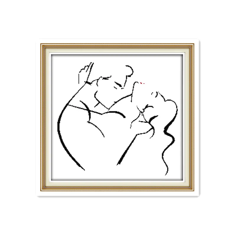 Вышивка крестиком Романтическая любовь пара Поцелуй простая вышивка ручной работы Рукоделие живое семейное украшение - Цвет: R186(4)