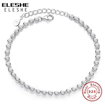 

ELESHE 925 Sterling Silver Bracelet for Women Cubic Zirconia Tennis Bracelet CZ Stone Link Chain Bracelets Female Silver Jewelry