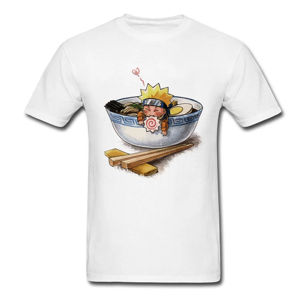 Naruto Love Ramen Tops T Shirt Prevalent Round Collar Normal Short Sleeve 100% Cotton Men T-shirts Classic Tops Shirt Naruto Love Ramen white