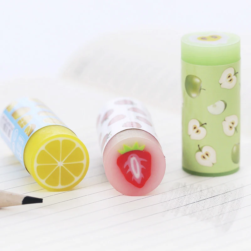 5 pcs/lot Small Lovely Fruit Eraser Design Of Apple Lemon Strawberry