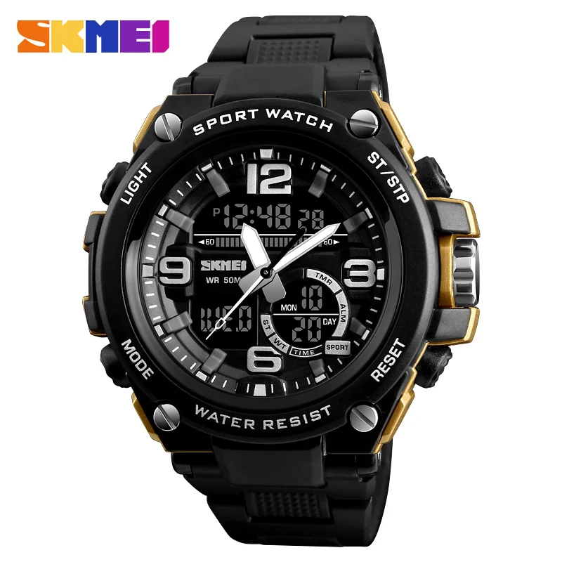 

SKMEI 1340 Fashion Men Sports Watches 50M Waterproof Digital Clock Double Time Case Calorie Sport Multifunction Male Wristwatch