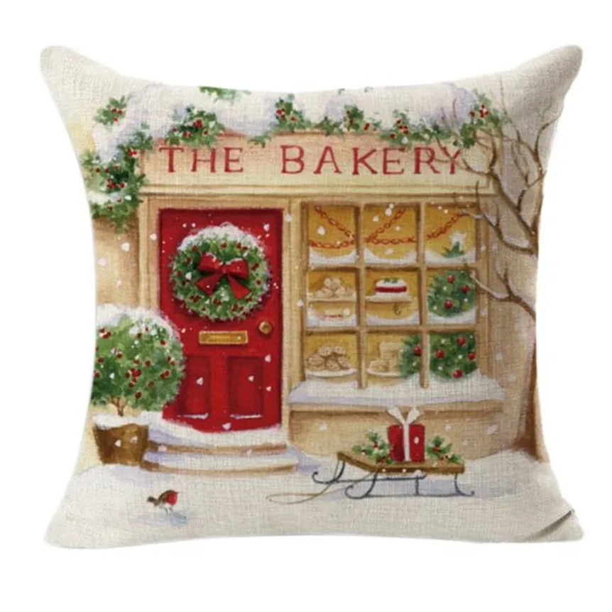 

Christmas Linen Cover 2018 Winter Square Throw Flax Pillow Case Decorative Cushion Pillow Cover ap0208-3