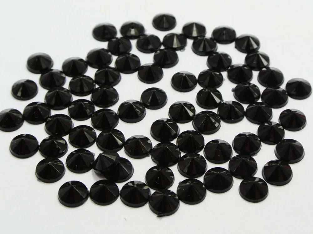 1000 Jet Black Acrylic Round Pyramid Flatback Rhinestone Gems 5mm Cone Shaped | Украшения и аксессуары