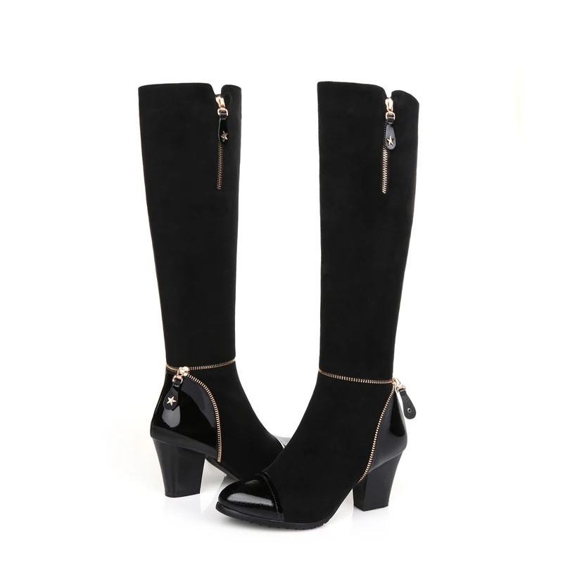 

2019 autumn and winter new women's shoes ladies legs boots over the knee boots thick with black was thin Korean women's boots