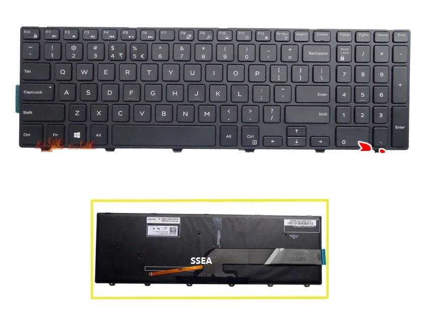 Ssea Новая Клавиатура США подсветка для Dell Inspiron 15 5000 серии 15 5555 5558 5559 Клавиатура ноутбука Бесплатная доставка